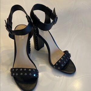 Black Bleecker & Bond Studded Block Carmen Heel Sandals 8.5